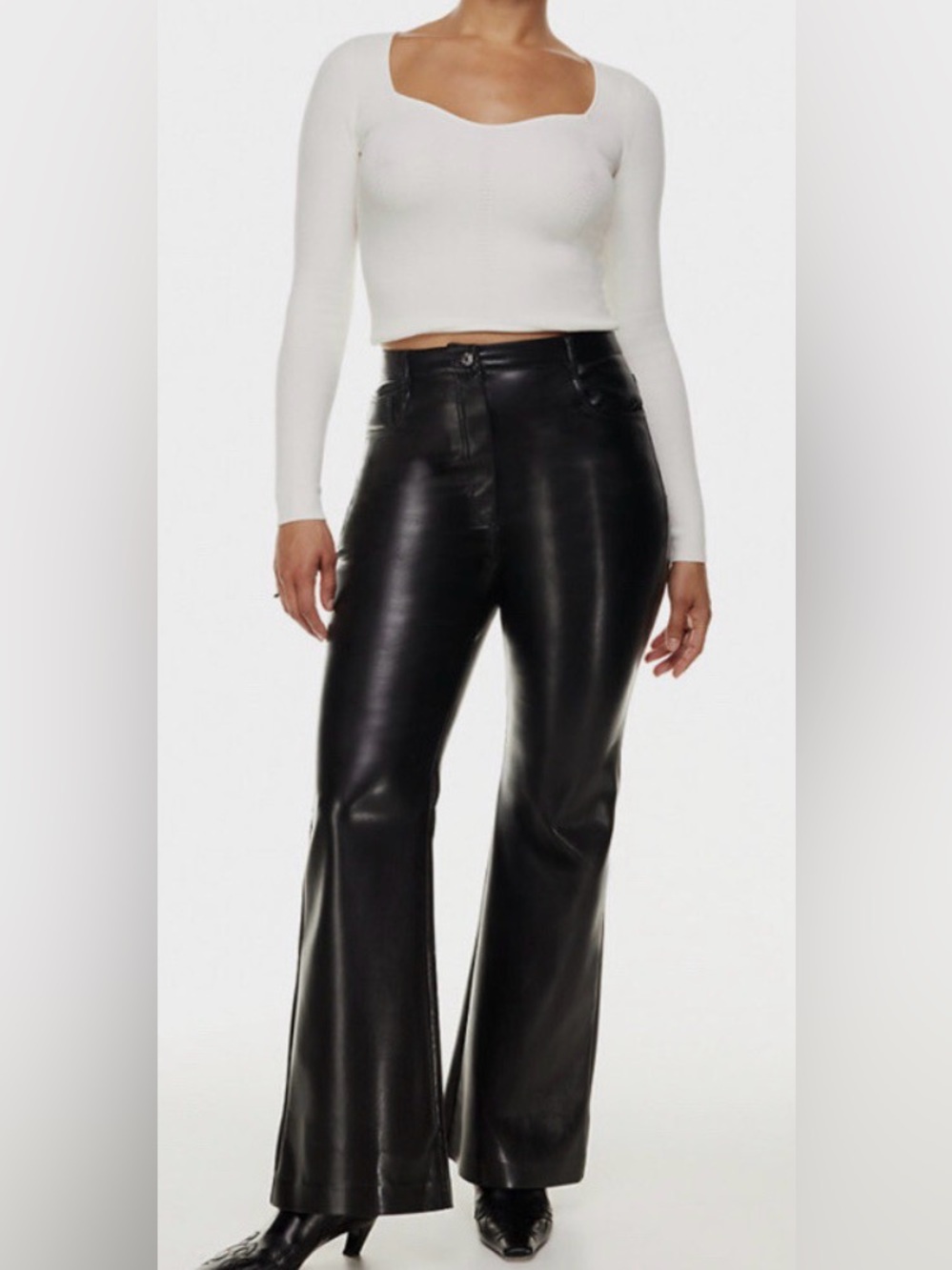 Wilfred- The Melina Flare Pant Black Vegan Leather High-Rise